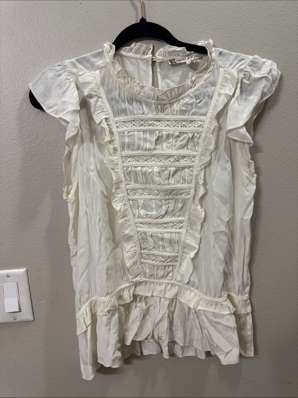 Chelsea & Violet Ivory Ruffle Lace-Front Dress